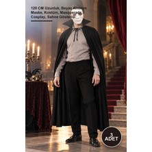 Yenilig 3 Adet Siyah Yakalı Pelerin – 120 cm Uzunluk, Beyaz Anonim Maske, Kostüm, Masquerade, Cosplay, Sahne Gösterisi