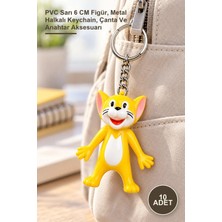 Yenilig 10 Adet Kedi Figürlü Anahtarlık – Pvc Sarı 6 cm Figür, Metal Halkalı Keychain, Çanta ve Anahtar Aksesuarı