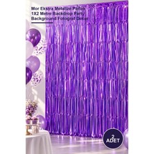 Yenilig 2 Adet Saçaklı Arka Fon Perde – Mor Ekstra Metalize Parlak 1x2 Metre Backdrop Party Background Fotoğraf Dekor
