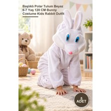 Yenilig 5 Adet Çocuk Tavşan Kostümü – Başlıklı Polar Tulum Beyaz 6-7 Yaş 120 cm Bunny Costume Kids Rabbit Outfit