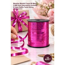 Yenilig 10 Adet Rafya Ip – Metalize Metalik Fuşya 90 Metre 5 mm Hobi Dekorasyon Ambalaj El Işleri Raffia Twine String