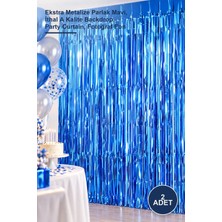 Yenilig 2 Adet Saçaklı Arka Fon Perde – Ekstra Metalize Parlak Mavi, Ithal A Kalite Backdrop, Party Curtain, Fotoğraf Fon