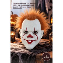 Yenilig 5 Adet Korkutucu Joker Maske – Peluş Saçlı Plastik Yüz Maskesi 22X31 Cm, Yetişkin ve Çocuk Uyumlu Halloween Mask