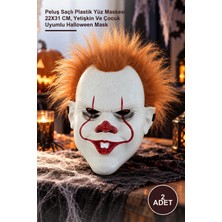 Yenilig 2 Adet Korkutucu Joker Maske – Peluş Saçlı Plastik Yüz Maskesi 22X31 Cm, Yetişkin ve Çocuk Uyumlu Halloween Mask