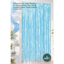 Yenilig 4 Adet Soft Mavi Püsküllü Kapı Perdesi – Parti Arka Fon, Baby Shower ve Cinsiyet Partisi Için 1x2 M, Püsküllü Dekor Tassel Curtain