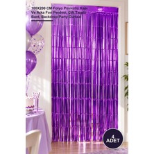 Yenilig 4 Adet Mor Metalize Parti Perdesi – 100X200 cm Folyo Püsküllü Kapı ve Arka Fon Perdesi, Çift Taraflı Bant, Backdrop Party Curtain