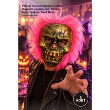 Yenilig 5 Adet Bakır Kafatası Pembe Saçlı Iskelet Maske – Plastik Kostüm Maskesi, Cadılar Bayramı Cosplay Için, Pembe Saçlı Tasarım, Skull Mask
