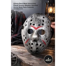 Yenilig 4 Adet Jason Maskesi – Gümüş Renk Metal Görünümlü Plastik Kostüm Maskesi Hannibal Horror Mask Party Costume