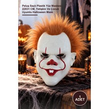 Yenilig 1 Adet Korkutucu Joker Maske – Peluş Saçlı Plastik Yüz Maskesi 22X31 Cm, Yetişkin ve Çocuk Uyumlu Halloween Mask