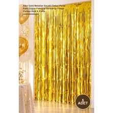 Yenilig 5 Adet Arka Fon Perde – Altın Gold Metalize Saçaklı Dekor Perde Parti Düğün Fotoğraf Backdrop Fringe Curtain Ithal A Kalite