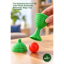 Yenilig 3 Adet Sihirli Kupa – Top Kaybolma Oyunu 7 Cm, Yeşil Plastik Sihirbazlık Malzemesi, Magic Cup