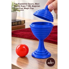 Yenilig 3 Adet Sihirli Kupa – Top Kaybetme Oyunu, Mavi Plastik Kupa 7 Cm, Magician Trick Cup, Magic Cup