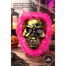 Yenilig 10 Adet Kurukafa Maske – Cadılar Bayramı Pembe Saçlı Plastik Yetişkin ve Çocuk Uyumlu Halloween Mask Skull Mask