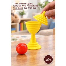 Yenilig 3 Adet Sihirli Kupa – Top Kaybetme Oyunu, Kompakt 7 cm Plastik Kupa Sarı, Magic Cup Trick Cup