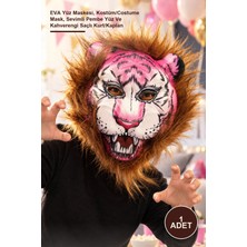 Yenilig 1 Adet Mega Peluş Maske – Eva Yüz Maskesi, Kostüm/costume Mask, Sevimli Pembe Yüz ve Kahverengi Saçlı Kurt/kaplan