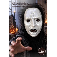 Yenilig 1 Adet Michael Myers Korku Maskesi – Siyah Saçlı Plastik Beyaz Tasarım, Elastik Bantlı Yetişkin Kostüm Maske, Halloween Mask