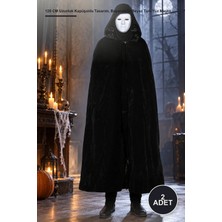 Yenilig 2 Adet Siyah Kapüşonlu Pelerin – 120 cm Uzunluk Kapüşonlu Tasarım, Boyanabilir Beyaz Tam Yüz Maske, Cosplay, Cadılar Bayramı, Hooded Cape, Paintable Full Face Mask