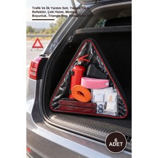 Yenilig 6 Adet Üçgen Çanta – Trafik ve Ilk Yardım Seti, Yangın Tüpü, Reflektör, Çeki Halatı, Medikal Boyunluk, Triangle Bag, Emergency Kit