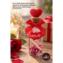 Yenilig 2 Adet Love Kalpli Dilek Şişesi – Cam Dilek Şişesi Kalp Figürlü Kapak Iç Not Kağıtları Dekoratif Mesaj Şişesi Wish Bottle
