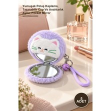 Yenilig 5 Adet Sevimli Peluş Cep Aynası – Yumuşak Peluş Kaplama, Taşınabilir Cep ve Anahtarlık Ayna, Pocket Mirror