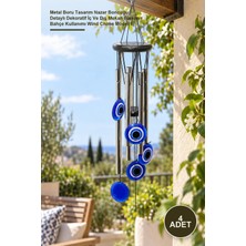 Yenilig 4 Adet Metal Rüzgar Çanı – Metal Boru Tasarım Nazar Boncuğu Detaylı Dekoratif Iç ve Dış Mekan Balkon Bahçe Kullanımı Wind Chime Model 1