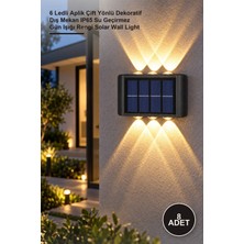 Yenilig 8 Adet Solar Duvar Lambası – 6 Ledli Aplik Çift Yönlü Dekoratif Dış Mekan IP65 Su Geçirmez Gün Işığı Rengi Solar Wall Light