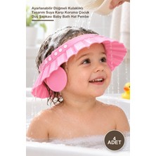 Yenilig 4 Adet Bebek Banyo Şapkası – Ayarlanabilir Düğmeli Kulaklıklı Tasarım Suya Karşı Koruma Çocuk Duş Şapkası Baby Bath Hat Pembe