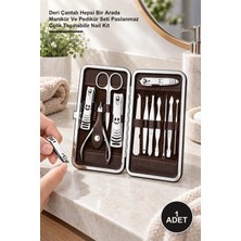 Yenilig 1 Adet Manikür Seti – Deri Çantalı Hepsi Bir Arada Manikür ve Pedikür Seti Paslanmaz Çelik Taşınabilir Nail Kit