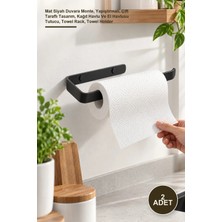 Yenilig 2 Adet Metal Havluluk – Mat Siyah Duvara Monte, Yapıştırmalı, Çift Taraflı Tasarım, Kağıt Havlu ve El Havlusu Tutucu, Towel Rack, Towel Holder