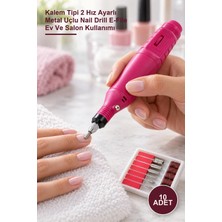 Yenilig 10 Adet Elektrikli Manikür Pedikür Makinesi – Kalem Tipi 2 Hız Ayarlı Metal Uçlu Nail Drill E-File Ev ve Salon Kullanımı