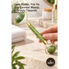 Yenilig 3 Adet Yeşim Taşı Yüz Masaj Aleti – Jade Roller, Yüz ve Göz Çevresi Masajı, Çift Uçlu Tasarım