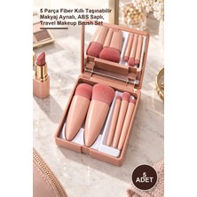 Yenilig 5 Adet Aynalı Makyaj Fırçası Seti – 5 Parça Fiber Kıllı Taşınabilir Makyaj Aynalı, Abs Saplı, Travel Makeup Brush Set