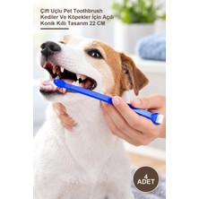 Yenilig 4 Adet Çift Taraflı Hayvan Diş Fırçası – Çift Uçlu Pet Toothbrush Kediler ve Köpekler Için Açılı Konik Kıllı Tasarım 22 cm