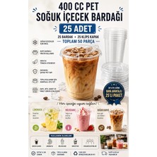 Str Store 400 cc Pet Soğuk Içecek Bardağı, Klips Kapaklı, 25 Adet Set
