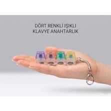 Str Store Dörtlü Mekanik Switch Deneyici Anahtarlık - Şeffaf Renkli Tuş Başlıklı Işıklı Aksesuar - Taşınabilir Mekanik Klavye Temalı Fidget ve Stres Giderici
