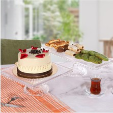 Str Store Linea Model Cam Ayaklı Kare ve Dikdörtgen 2'li Kek ve Pasta Sunumluk, Şeffaf