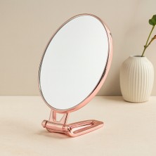 Str Store Oval Çift Taraflı Makyaj Aynası 16.5X13 cm Katlanır Ayaklı Bakır
