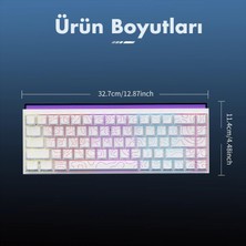 Str Store Desenli Kablolu Ergonomik Mekanik Oyuncu Klavyesi-Ambiyans Aydınlatmalı Ajazz Nacodex Nk-68 Kontur Desenli - Beyaz