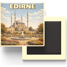 Str Store Buzdolap Magneti - Türkiye - Edirne - Retro Tema - 9x9 cm