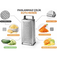 Str Store Paslanmaz Çelik Kutu Rende, Çok Amaçlı 4 Yüzeyli Mutfak Rendesi, Peynir Sebze Meyve Için El Tipi Rende,çok Amaçlı Kutu Rende Paslanmaz Çelik, Peynir Patates Havuç Için 4 Taraflı Mutfak Rendesi