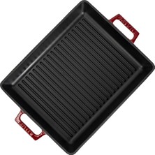 Str Store Döküm Dikdörtgen Izgara Tavası Döküm Demir Yekpare Çift Kulplu Ölçü 26X32CM.-BORDO