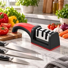 Str Store Profesyonel 3 Aşamalı Bıçak Bileme Aleti – Manuel Bıçak Bileyici ve Keskinleştirici, Kaymaz Tabanlı Ergonomik Mutfak Bıçak Bileme Aparatı, Şef ve Mutfak Bıçakları Için