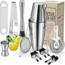 Str Store Kokteyl Shaker Seti, 10 Parça Paslanmaz Çelik Barmenlik Seti