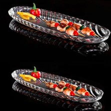 Str Store Santa Kayık Sunum Tabağı Ayaksız, Şeffaf Cam, 40CM ve 32CM, 2 Adet Set