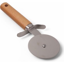 Str Store Paslanmaz Çelik Ahşap Saplı Pizza Dilimleyici, Yuvarlak Pizza Kesici Bıçak, Hamur ve Waffle Kesici, Ergonomik Tasarım