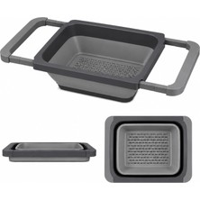 Str Store Ayarlanabilir Katlanır Lavabo Süzgeci, 6,3 Litre, Plastik ve Silikon, Aç Kapa Mutfak Için Tezgah Üstü Pratik Sürgülü Süzgeç, Gıda Ile Temasa Uygun, Bpa Içermez