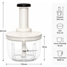 Str Store Basmalı Rondo Doğrayıcı, 1500 ml Kapasiteli, Şeffaf Hazne, Paslanmaz Çelik Bıçak, Bpa Içermez