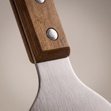 Str Store ® Ahşap Saplı Paslanmaz Çelik Spatula – 24CM Eğilimli Çok Amaçlı Mutfak Spatulası | Izgara, Burger, Sebze, Temizlik Için Profesyonel Metal Spatula