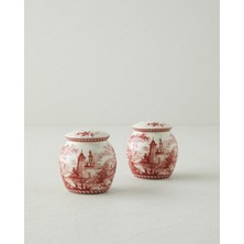 English Home Preston Stoneware 2'li Tuzluk - Biberlik 13,5X7X7 cm Bordo