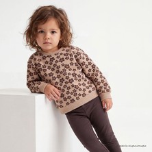Hellobaby Kız Bebek Sweatshirt-Tayt Çiçek Baskılı Bisiklet Yaka Uzun Kol Reçme